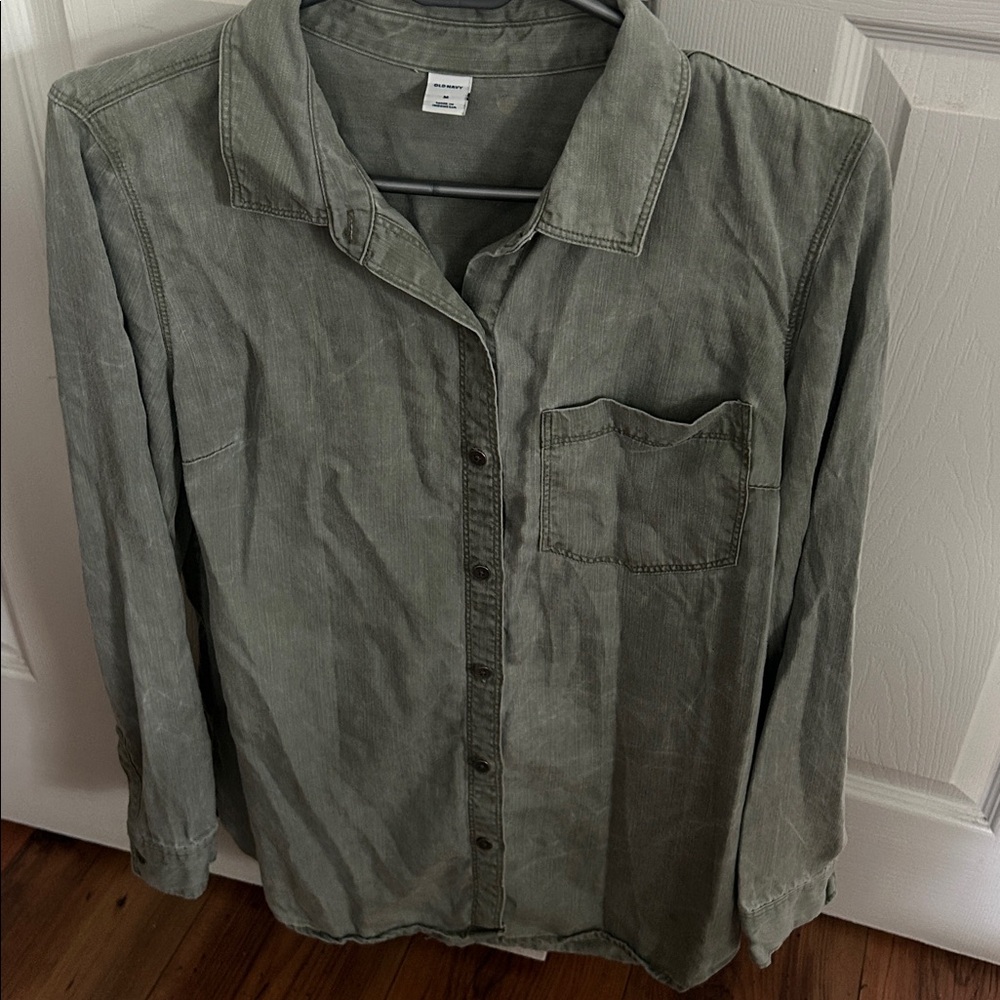 Old Navy Olive Button-Up Shirt